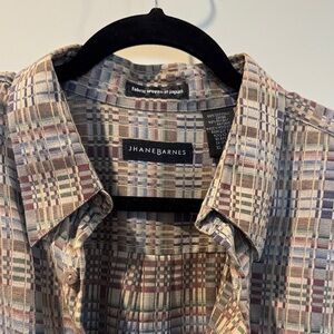 Jhane Barnes Multicolor Plaid Casual Button Down Shirt